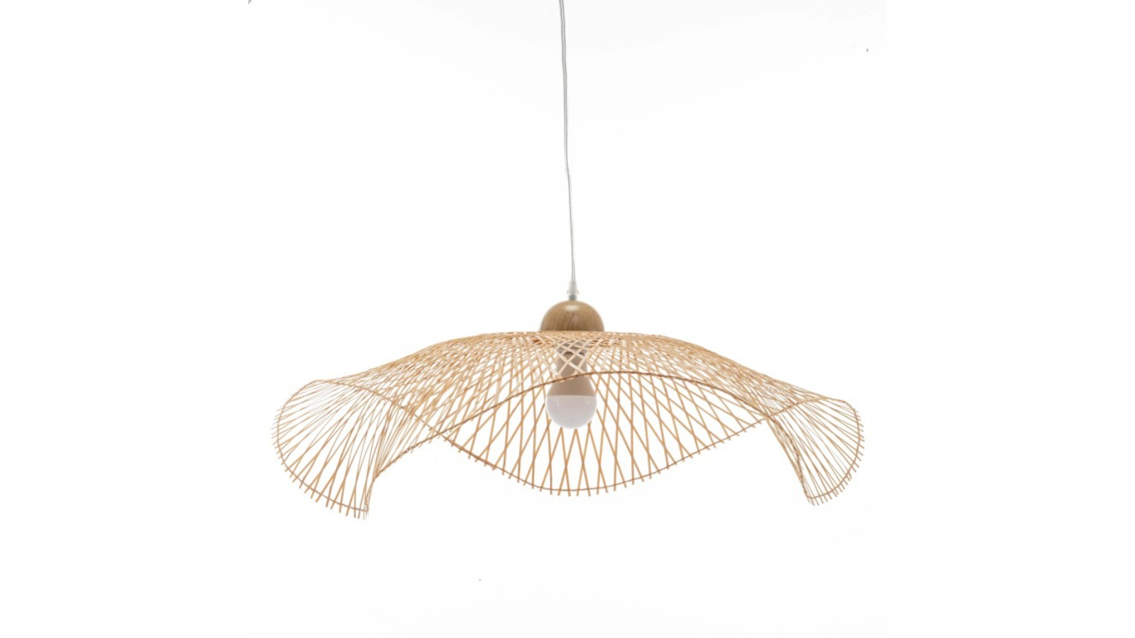 New Oriental Natural Hand-Woven Bamboo Wave Pendant Lamp - Large