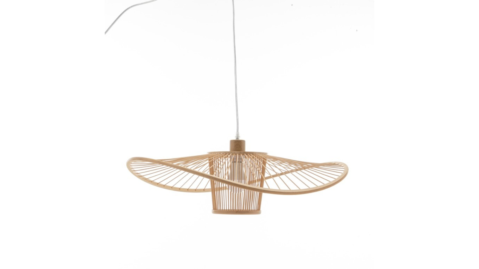 New Oriental Natural Hand-Woven Bamboo Wide Brim Pendant Lamp