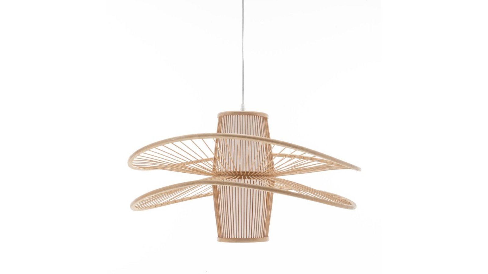 New Oriental Natural Hand-Woven Bamboo Double Wide Brim Pendant Lamp