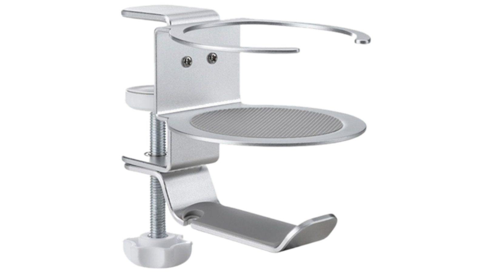 Desky Drink and Headphone Holder - Silver