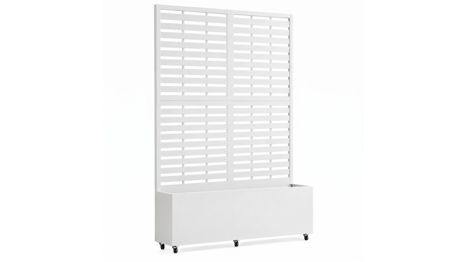 Advwin Galvanized Steel Metal Planter Box with Trellis and Wheel - White