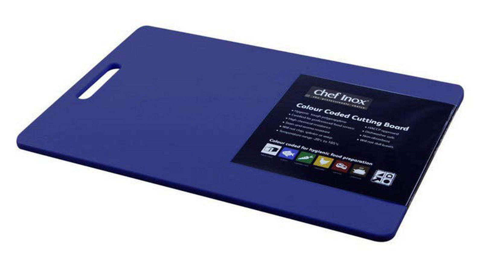 Chef Inox 25 x 40 x 1.3cm Handy Colour Coded Cutting Board With Handle - Blue