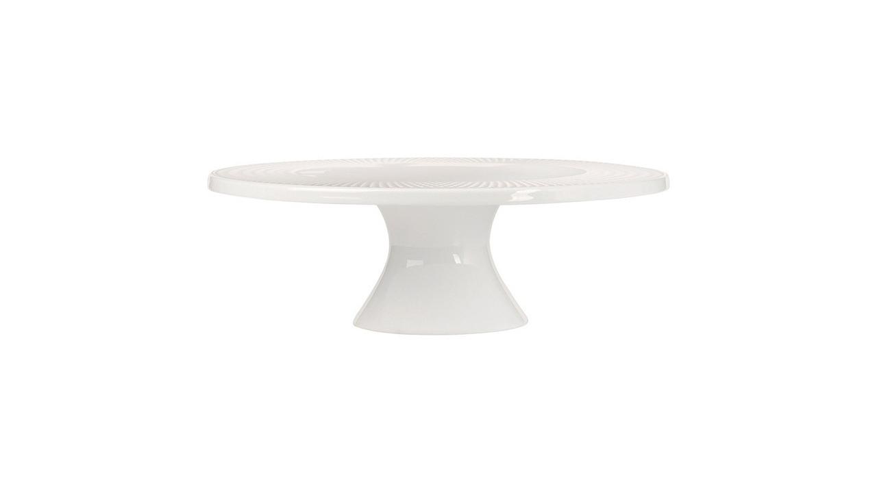 Maxwell and Williams White Round Porcelain Basics Diamonds Footed Cake Stand