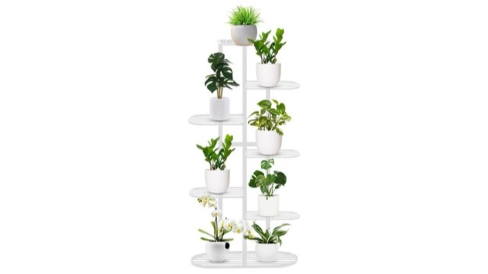 SOGA 7 Tier 8 Pots White Metal Plant Rack Flowerpot Storage Display Stand Holder Home Garden Decor