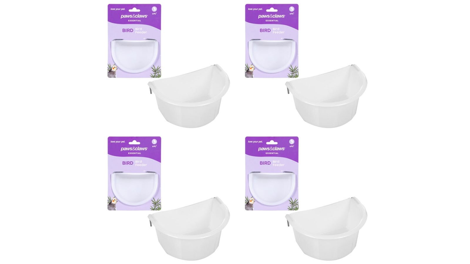Paws and Claws 4-Pack Bird Feeder - 11.5cm
