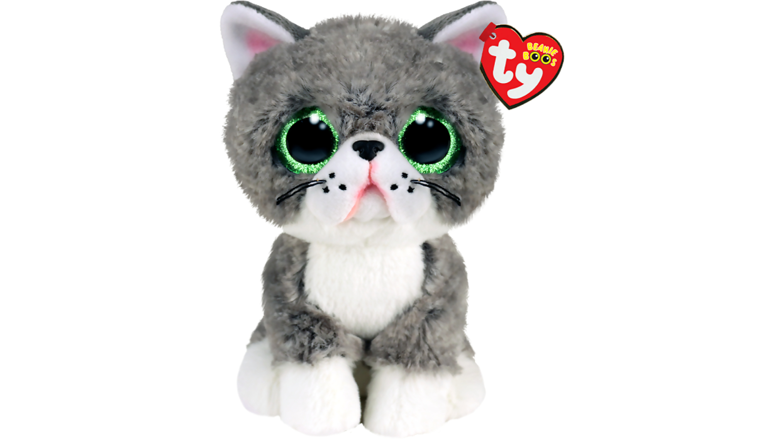 Beanie Boos White/Grey Fergus Cat - Small