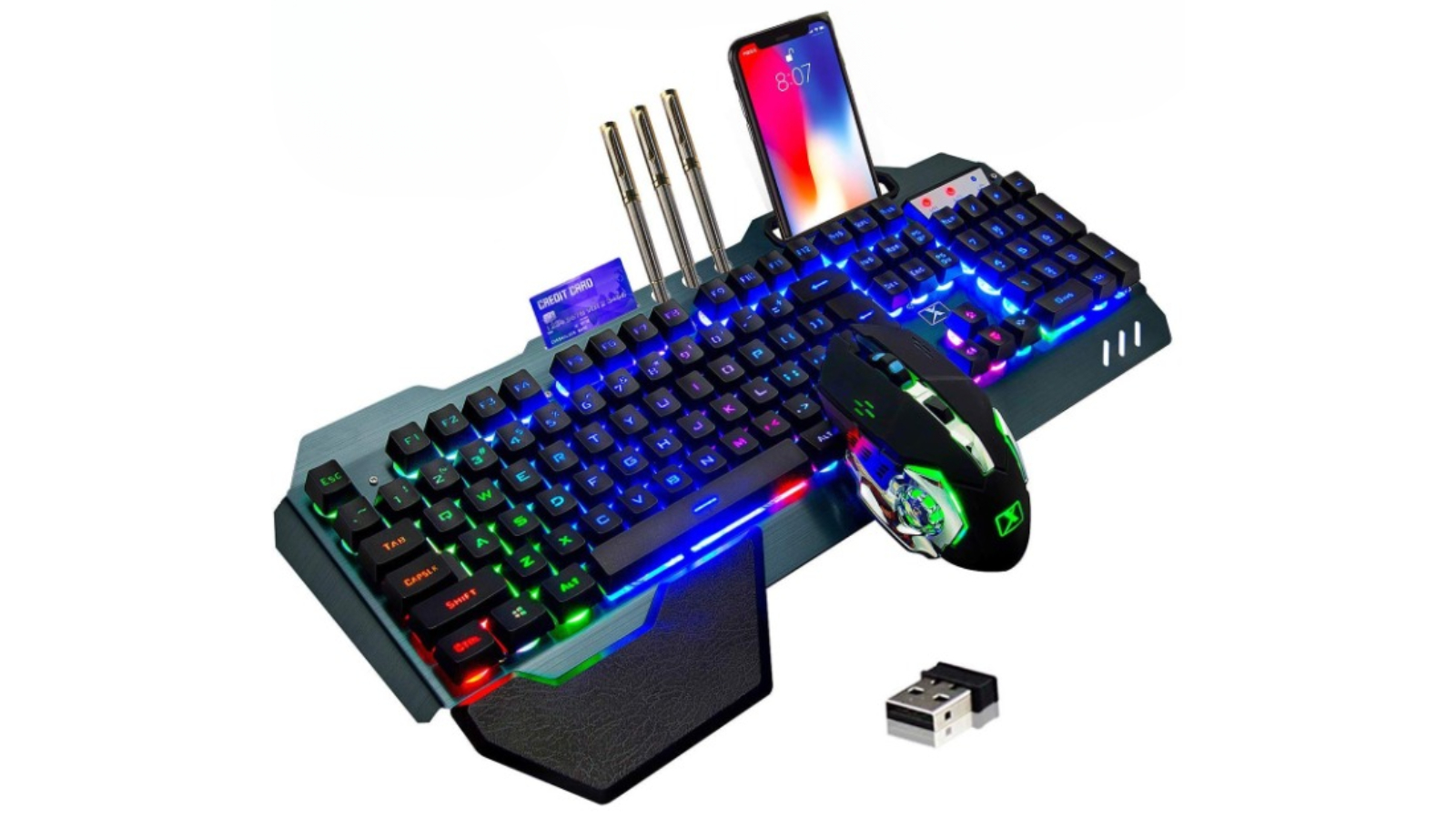 YS RGB LED 104-Key Wireless Gaming Keyboard Mouse Set + Mouse Pad