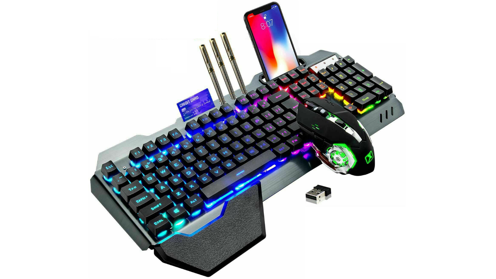 YS RGB Black 104-Key Wireless Gaming Keyboard Mouse Set