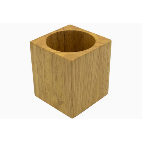 Desky Rubberwood Light Oak Wooden Pen Holder Desk Accessories