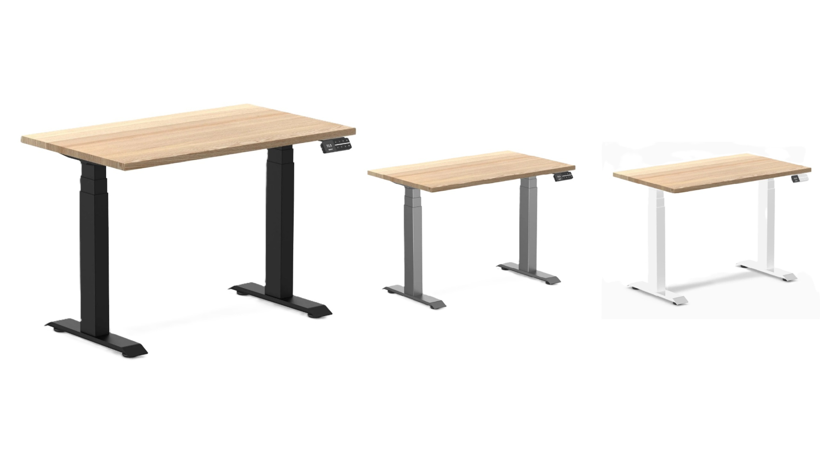 Desky White Ash Dual Mini Hardwood Sit Stand Desk