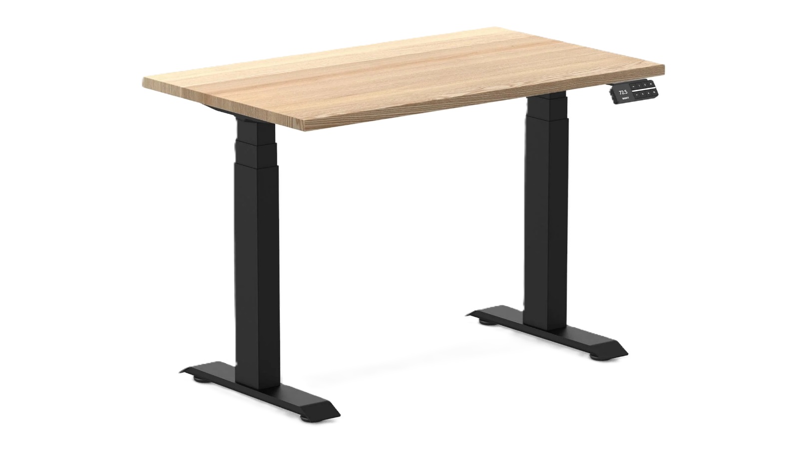 Desky 80 x 50cm White Ash Dual Mini Hardwood Sit Stand Desk - Matte Black