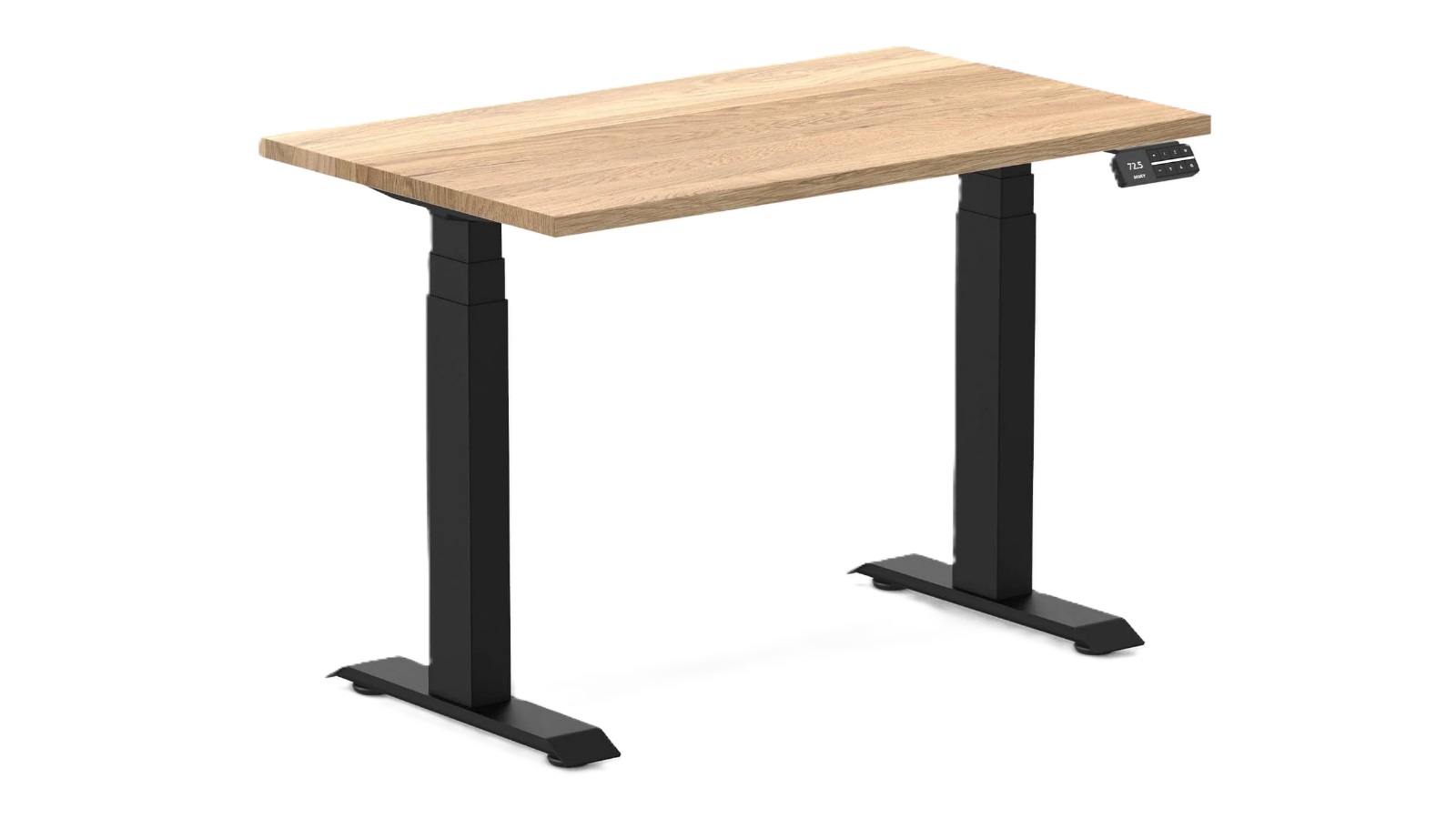 Desky 100 x 60cm White Oak Dual Mini Hardwood Sit Stand Desk - Matte Black