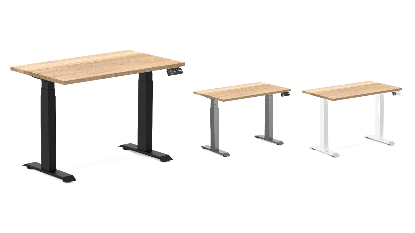 Desky White Oak Dual Mini Hardwood Sit Stand Desk