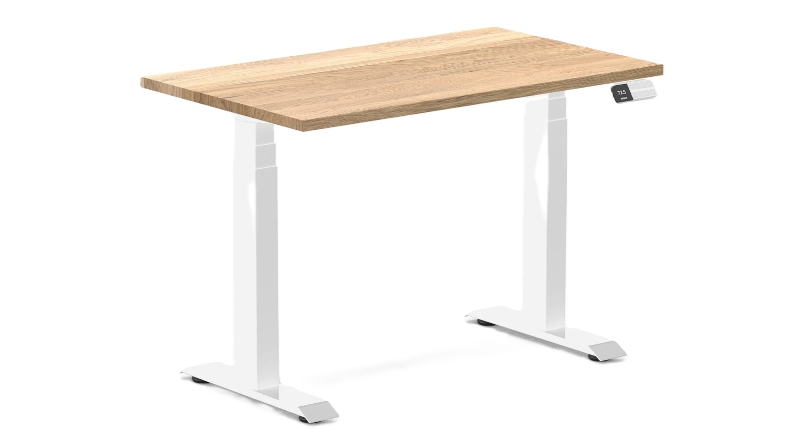Desky 90 x 50cm White Oak Dual Mini Hardwood Sit Stand Desk - White