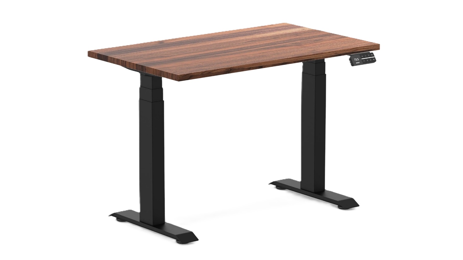 Desky 80 x 50cm Walnut Dual Mini Hardwood Sit Stand Desk - Matte Black