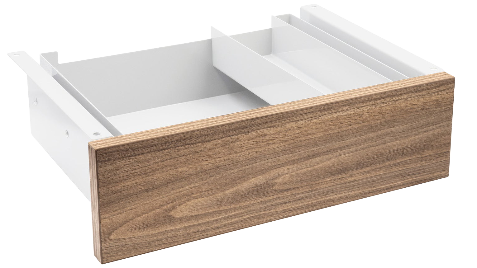 Desky Minimal Natural Walnut Melamine Under-Desk Drawer - White