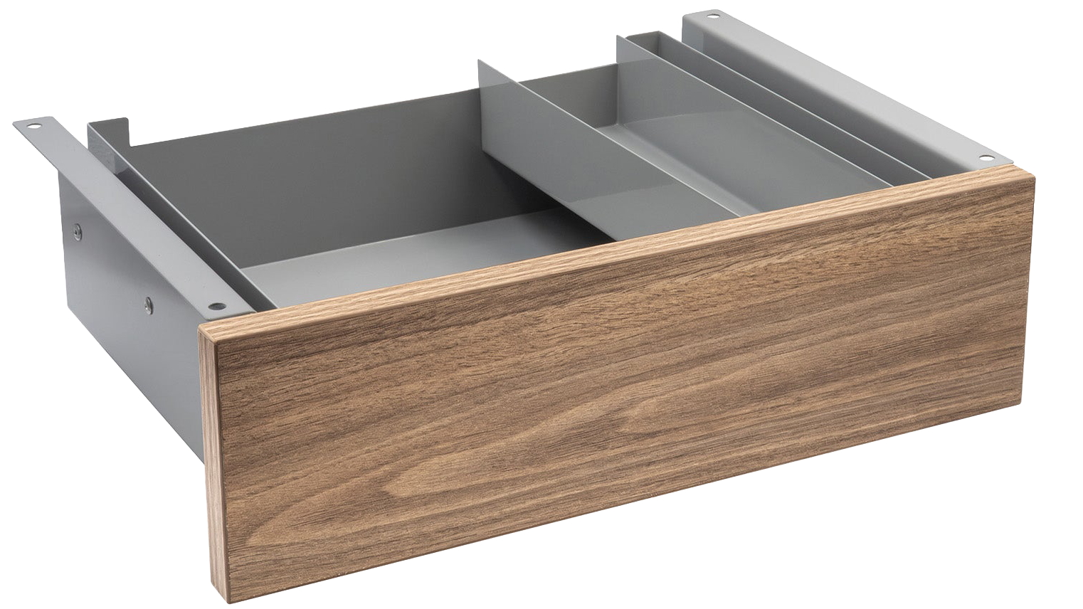 Desky Minimal Natural Walnut Melamine Under-Desk Drawer - Grey