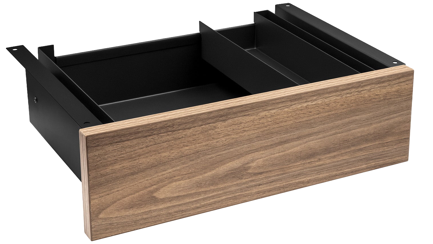 Desky Minimal Natural Walnut Melamine Under-Desk Drawer - Black