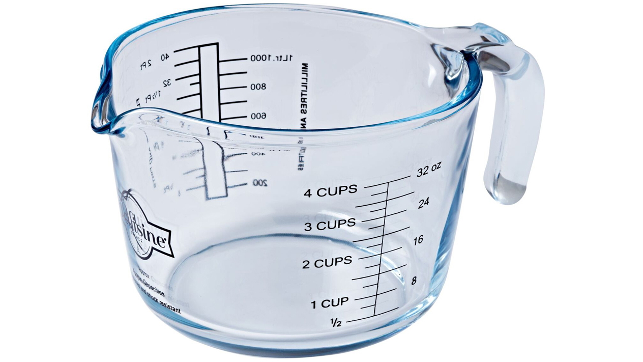 Cuisine Glass 1L Measuring Jug Cup with Handle - Clear