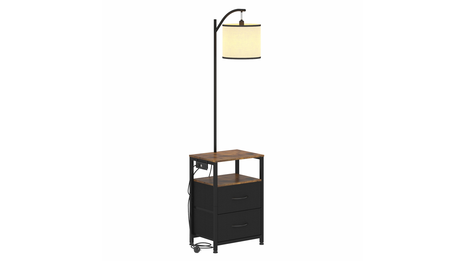 Advwin LED Side Table with Floor Lamp and Charging Station