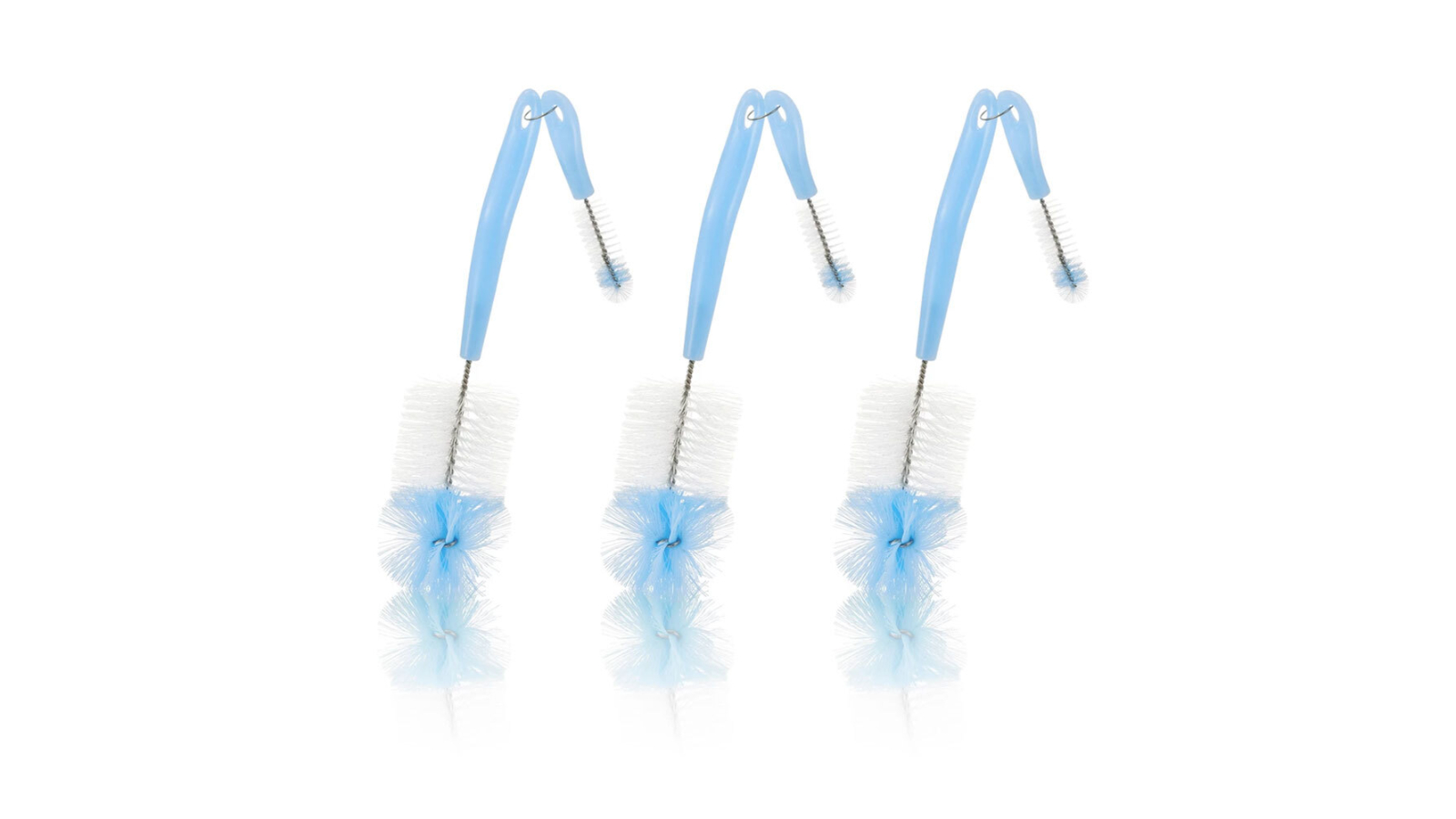 Pigeon Pack of 3 2-in-1 Bottle and Nipple Cleaner Brush for Baby Feeder - Blue