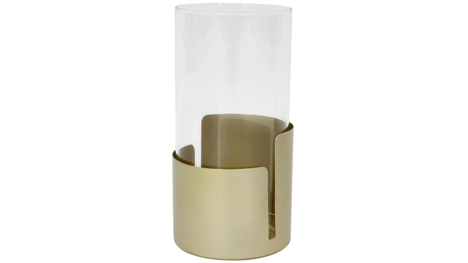 High St Gold Aura Slatted Pillar Candle Holder - 12.5 x 25cm