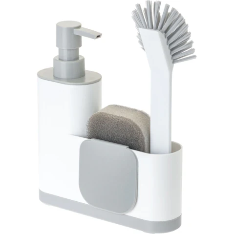 Vigar 4 Piece Rengo Sink Caddy Set with Brush Sponge and Dispenser - White