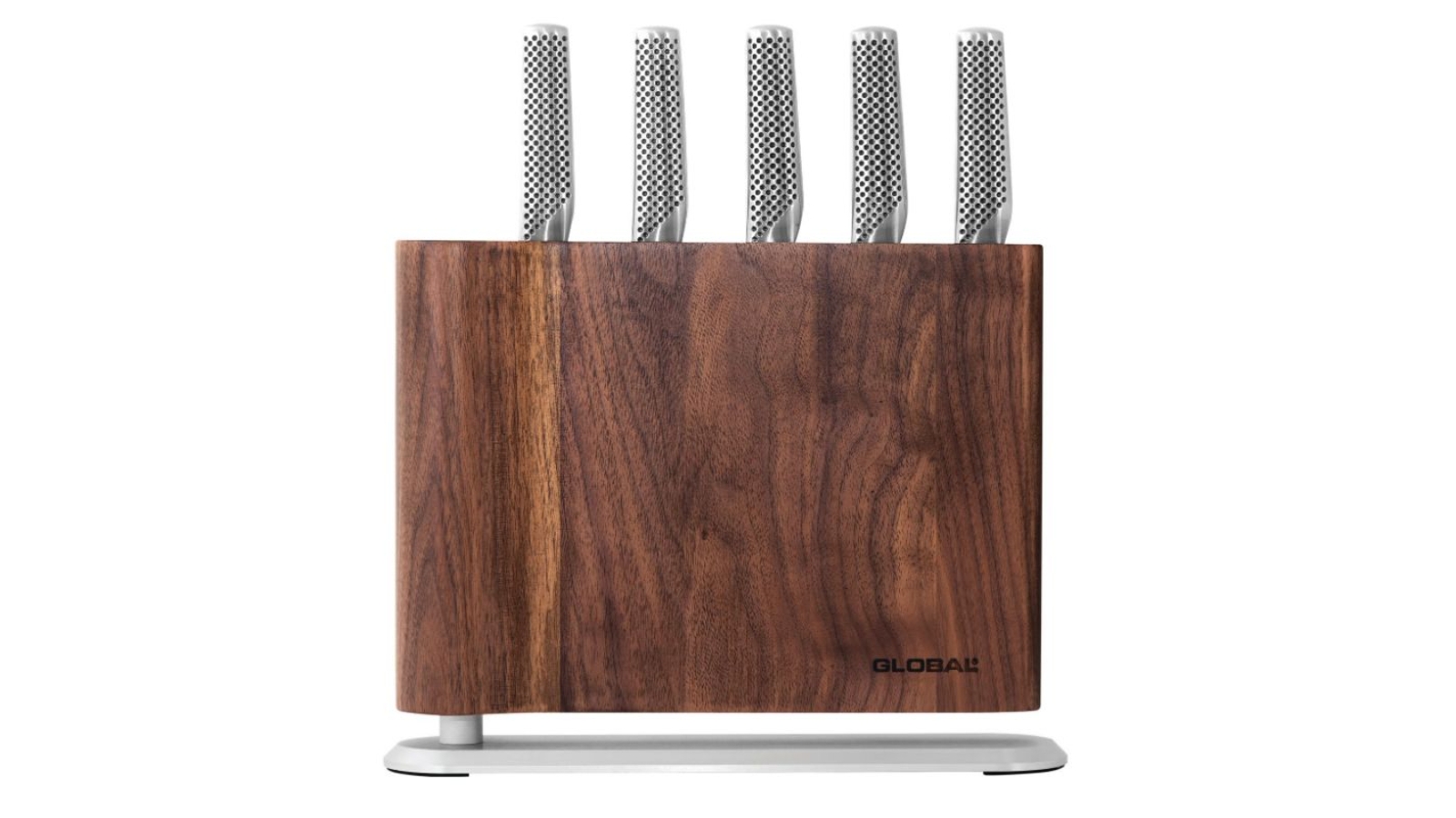Global UKU 6 Piece Knife Block Set - Walnut