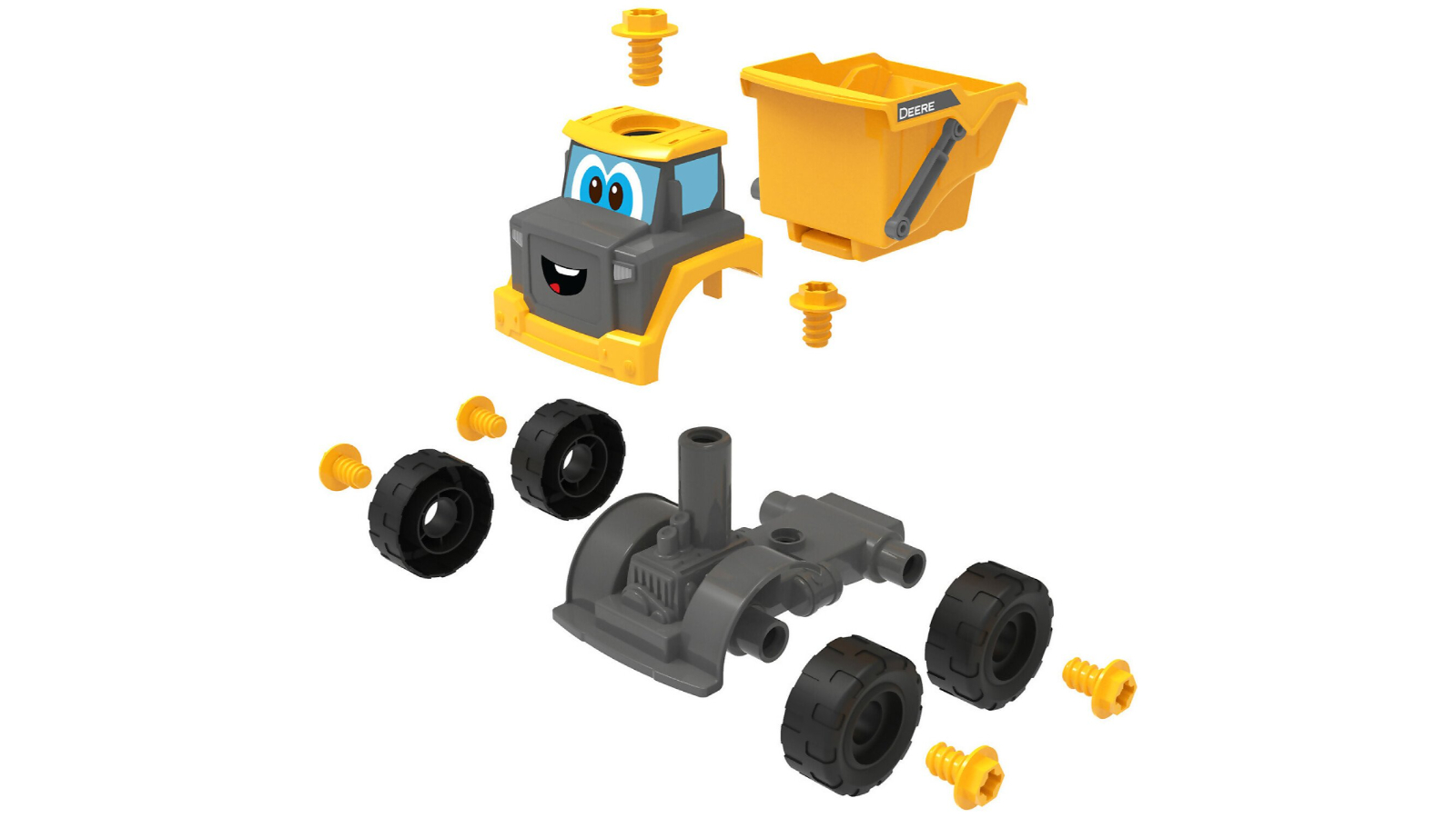 John Deere 2-in-1 Kids Build a Buddy Dump Truck with Toy Drill Tomy - Yellow
