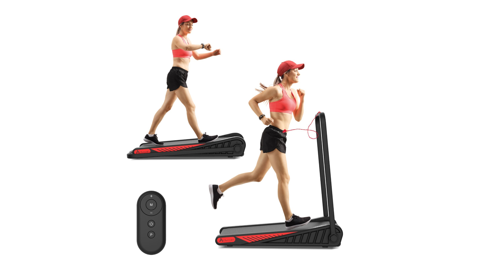 Advwin Walking Pad Home Treadmill - Black/Red