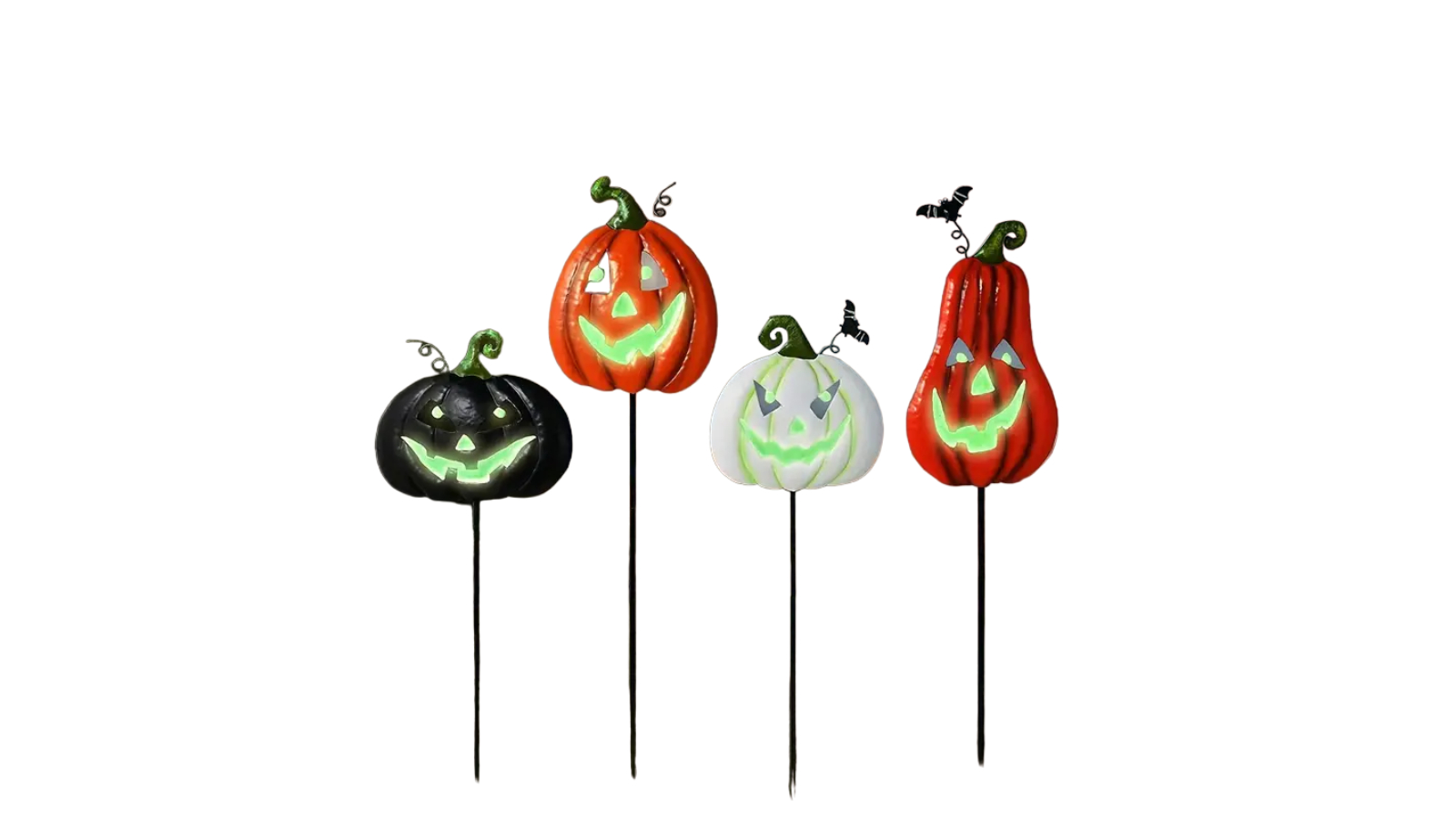 TM Set of 4 Spooktacular Glow Halloween Fluorescent Pumpkin Yard Sign