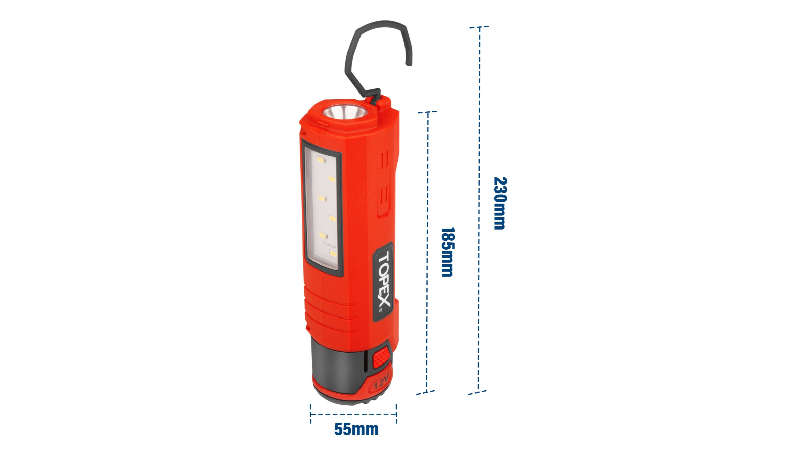 TOPEX 12V Cordless LED Worklight Lithium-Ion LED Torch with Battery and ...