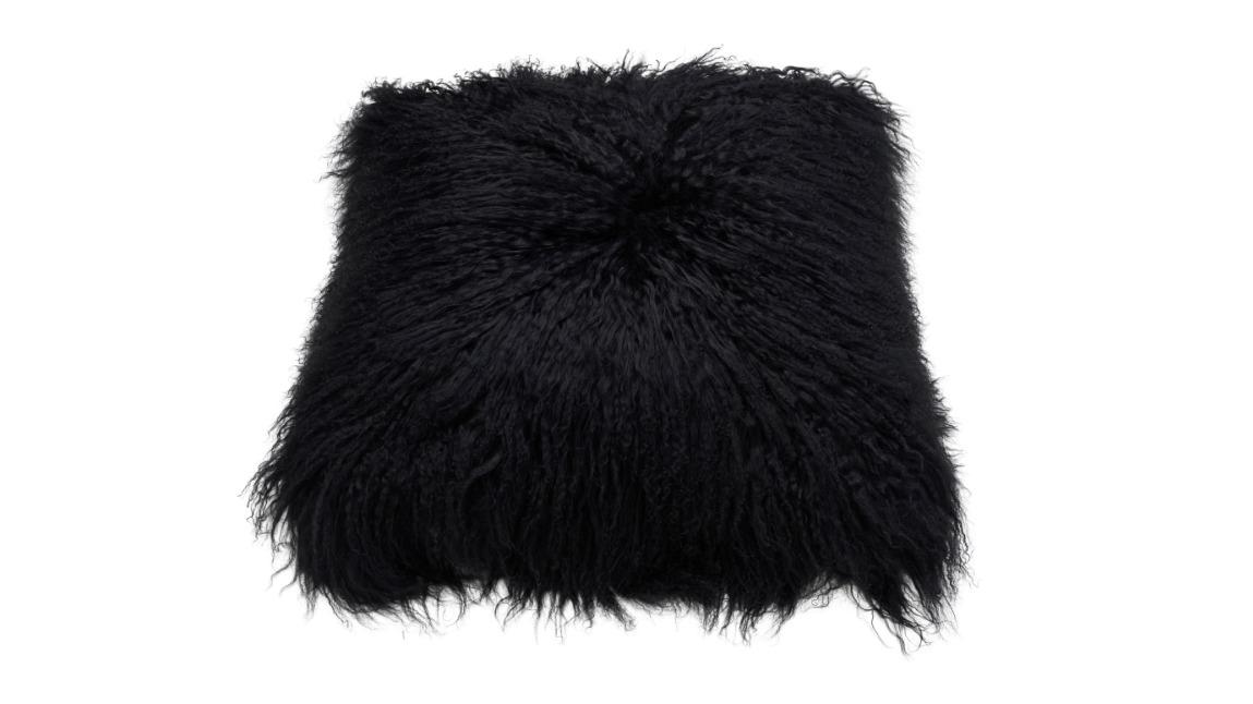 Naturally Sheepskins 50 x 50cm Curly Wool Mongolian Cushion Cover - Black