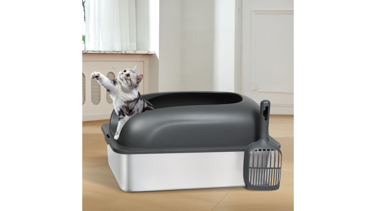 Amazon Grey Litter Tray PaWz Stainless Steel Cat Litter Box Tray Grey  Harvey Norman