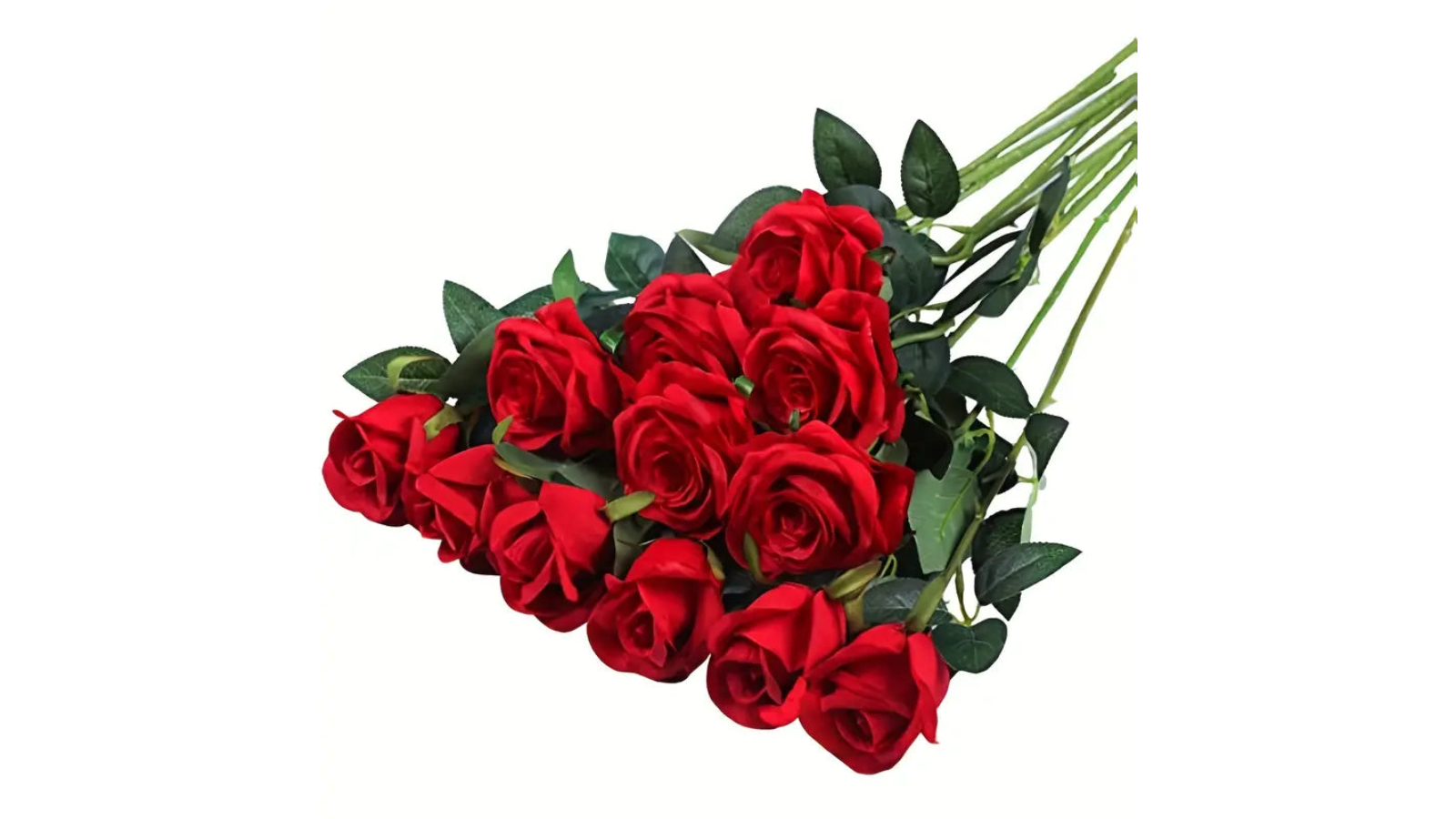 TM 12 Piece Realistic Artificial Rose Bouquet - Red