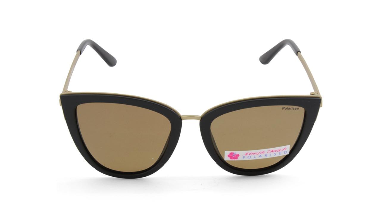 North Beach 70649 Womens Kulani Polarised Sunglasses - Black Gold/Brown 