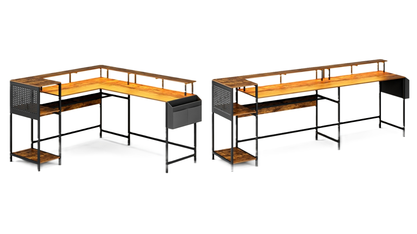 Advwin 2 Person Convertible Gaming Desk with Monitor Stand and Side ...