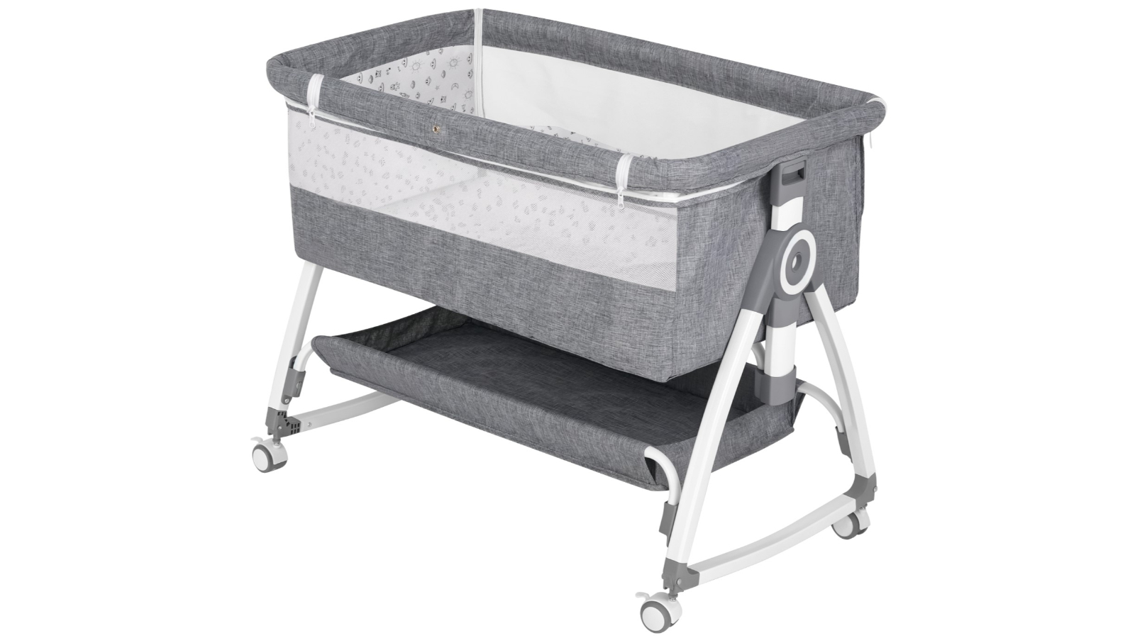 Advwin 3-in-1 Co-Sleeper Height Adjustable Baby Bassinet with Mattress and Mosquito Net - Grey