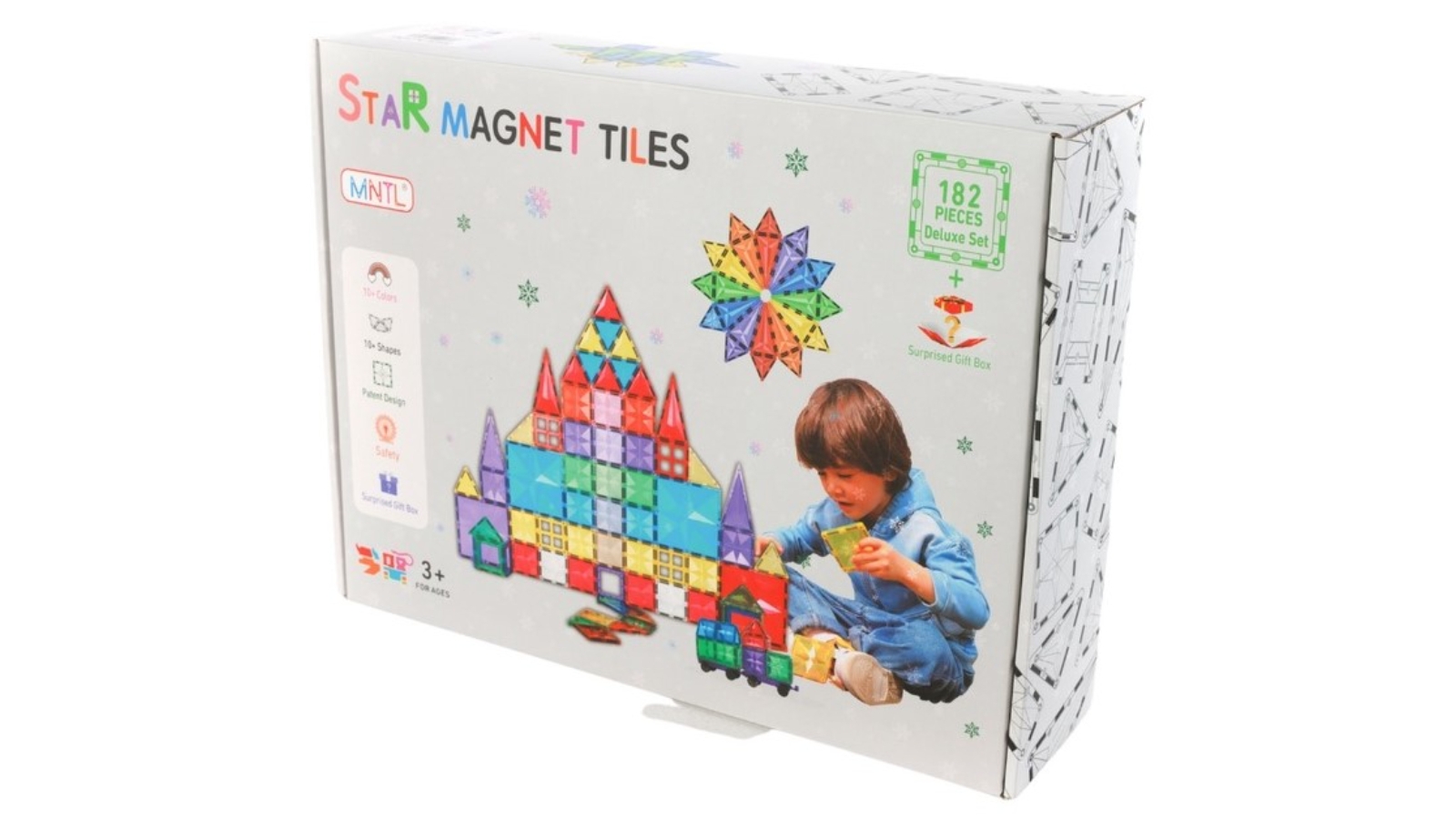 Jenjo Games 182 Piece Magnetic Rainbow Tiles