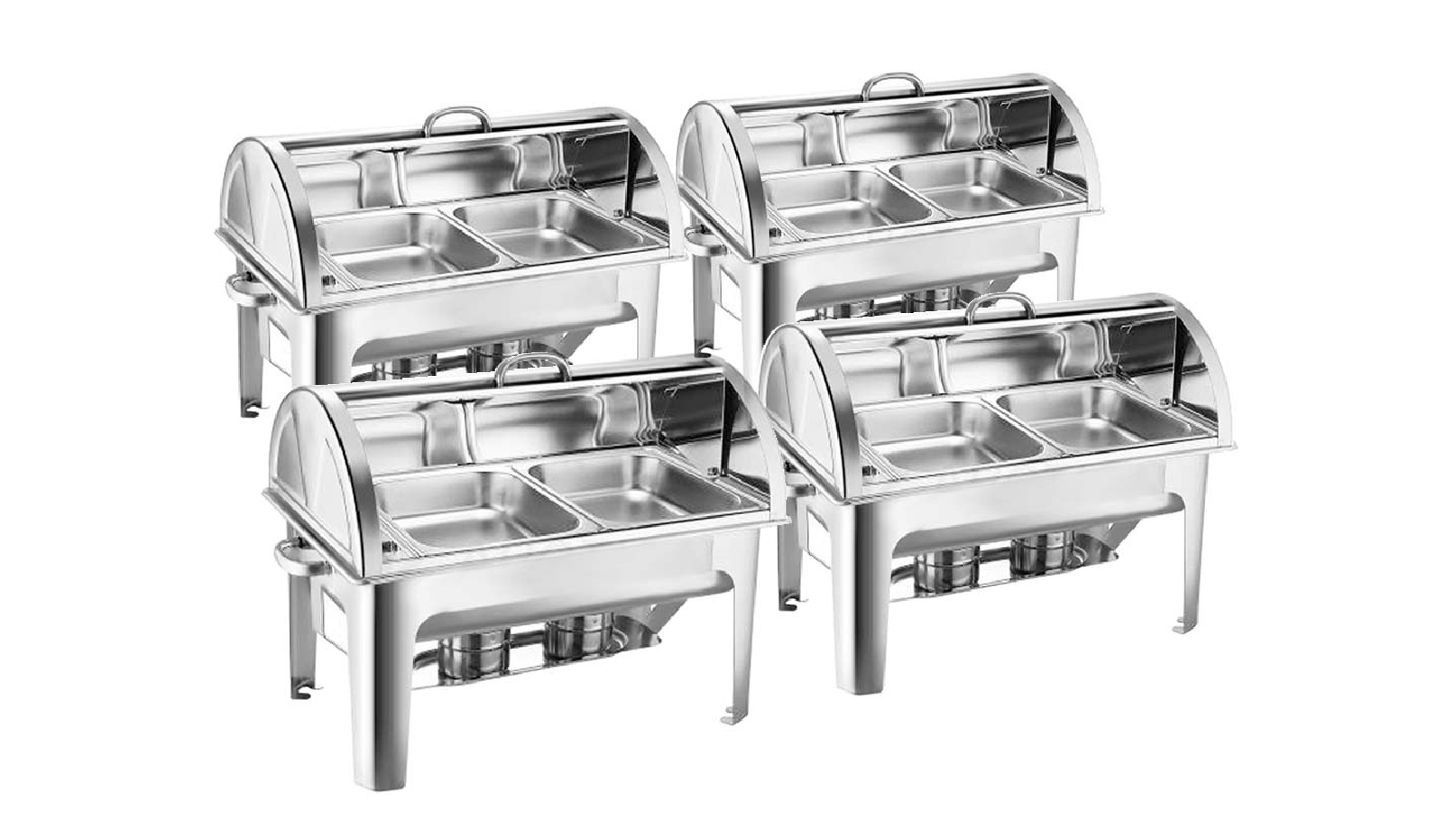 SOGA 4X 4.5L Dual Tray Stainless Steel Roll Top Chafing Dish Food Warmer