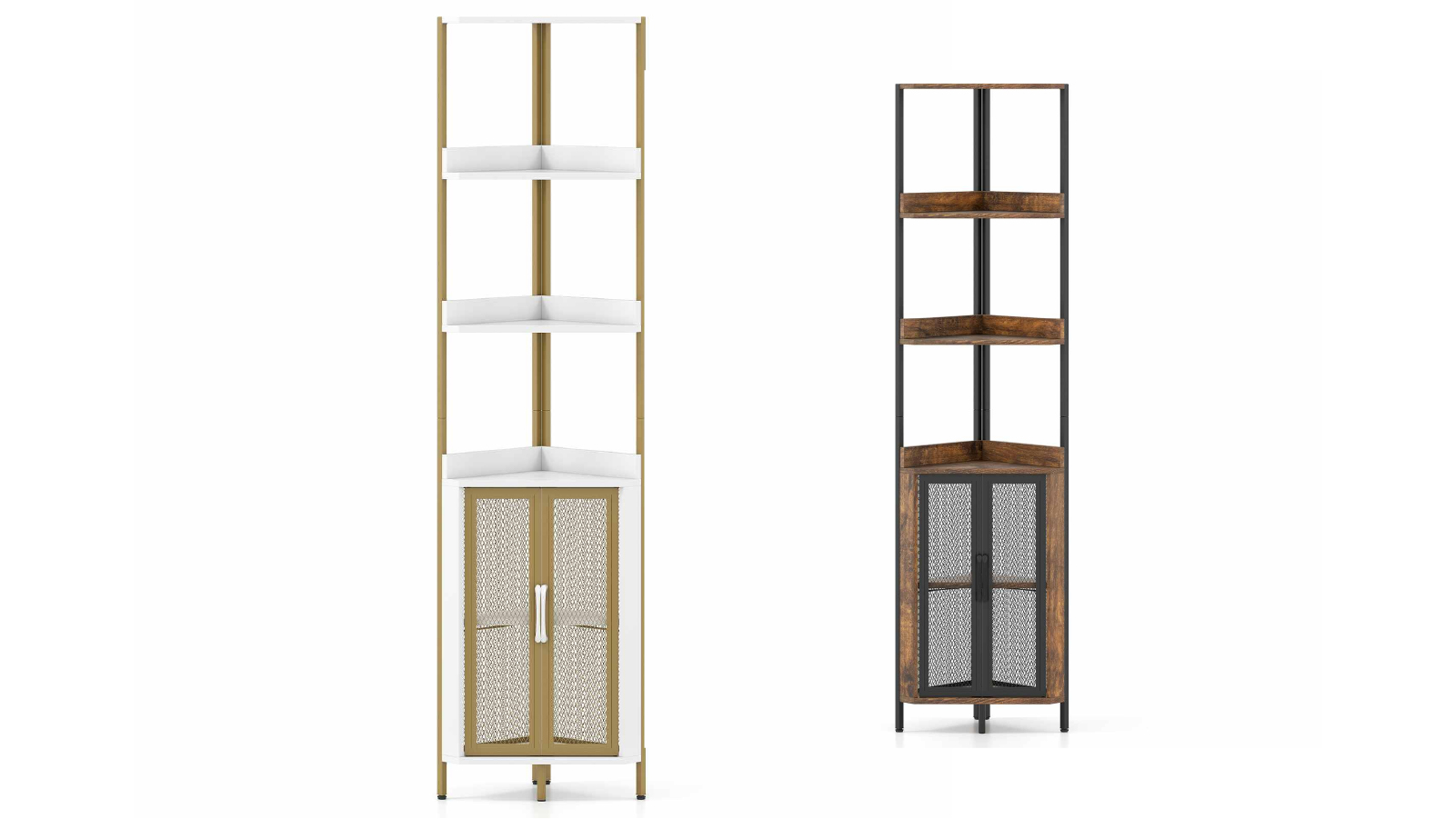 Costway 6 Tier 170cm Corner Bookshelf Cabinet with Doors