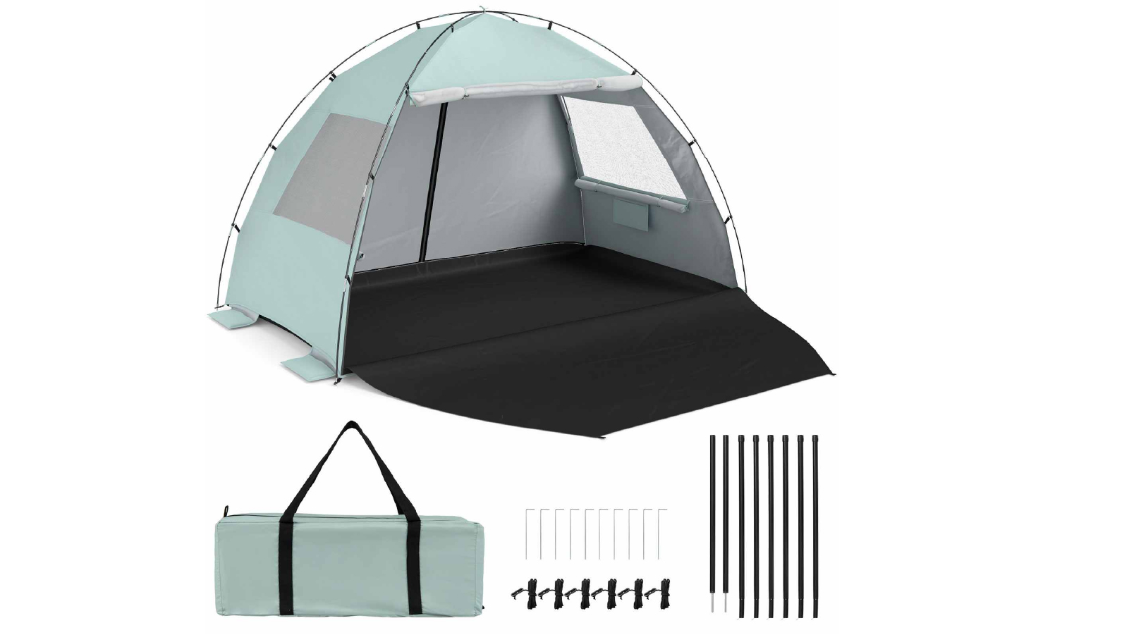 Costway UPF50+ Pop Up Beach Tent with Canopy for 5-6 Person - Green