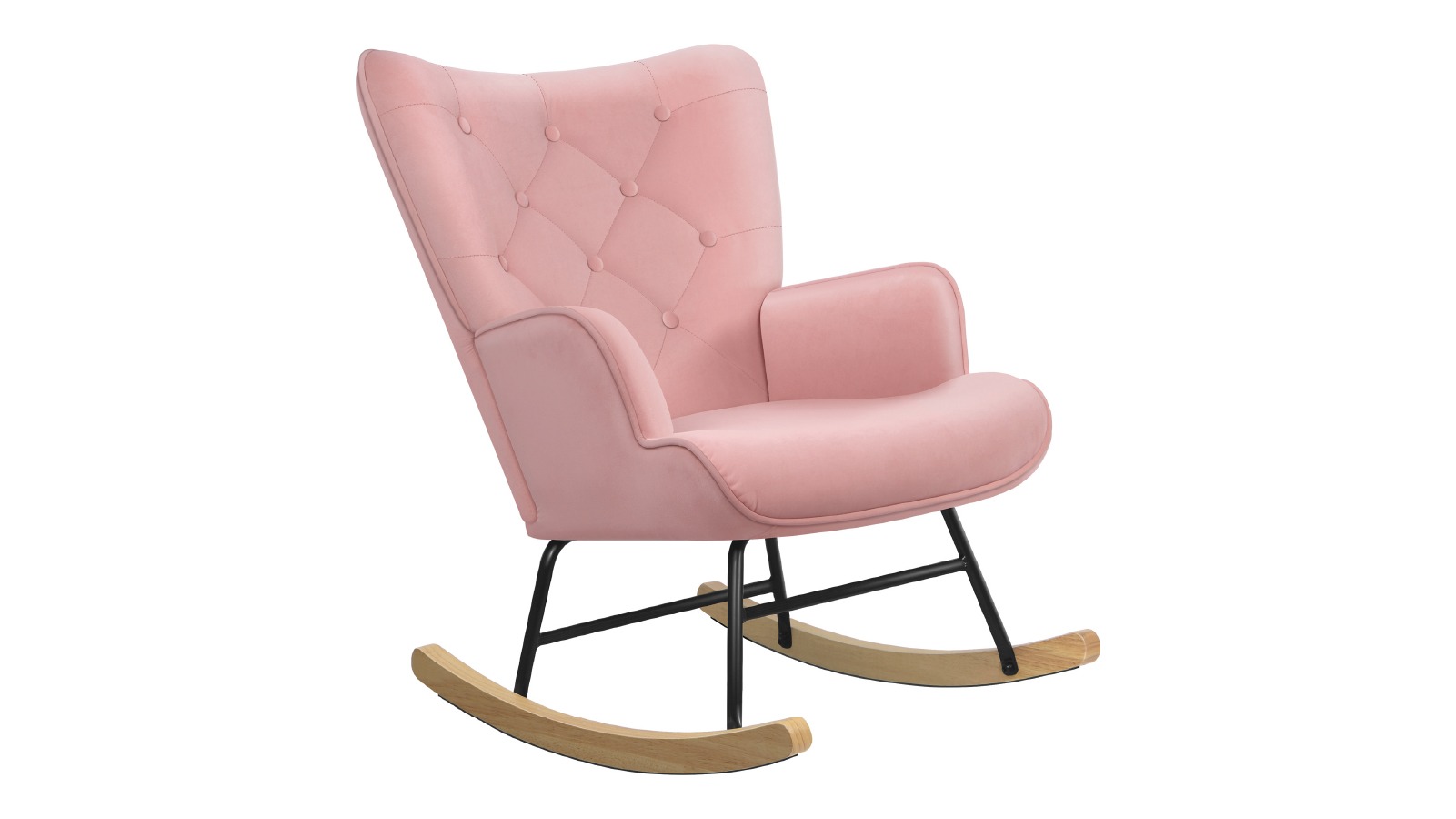 Alfordson Velvet Rocking Chair - Pink