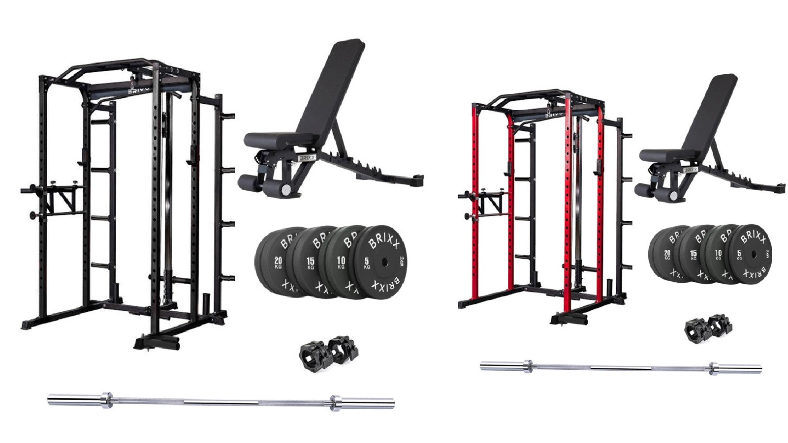 BRIXX Zeus 5000 Power Rack, Bench, 100kg Plates And Barbell Package