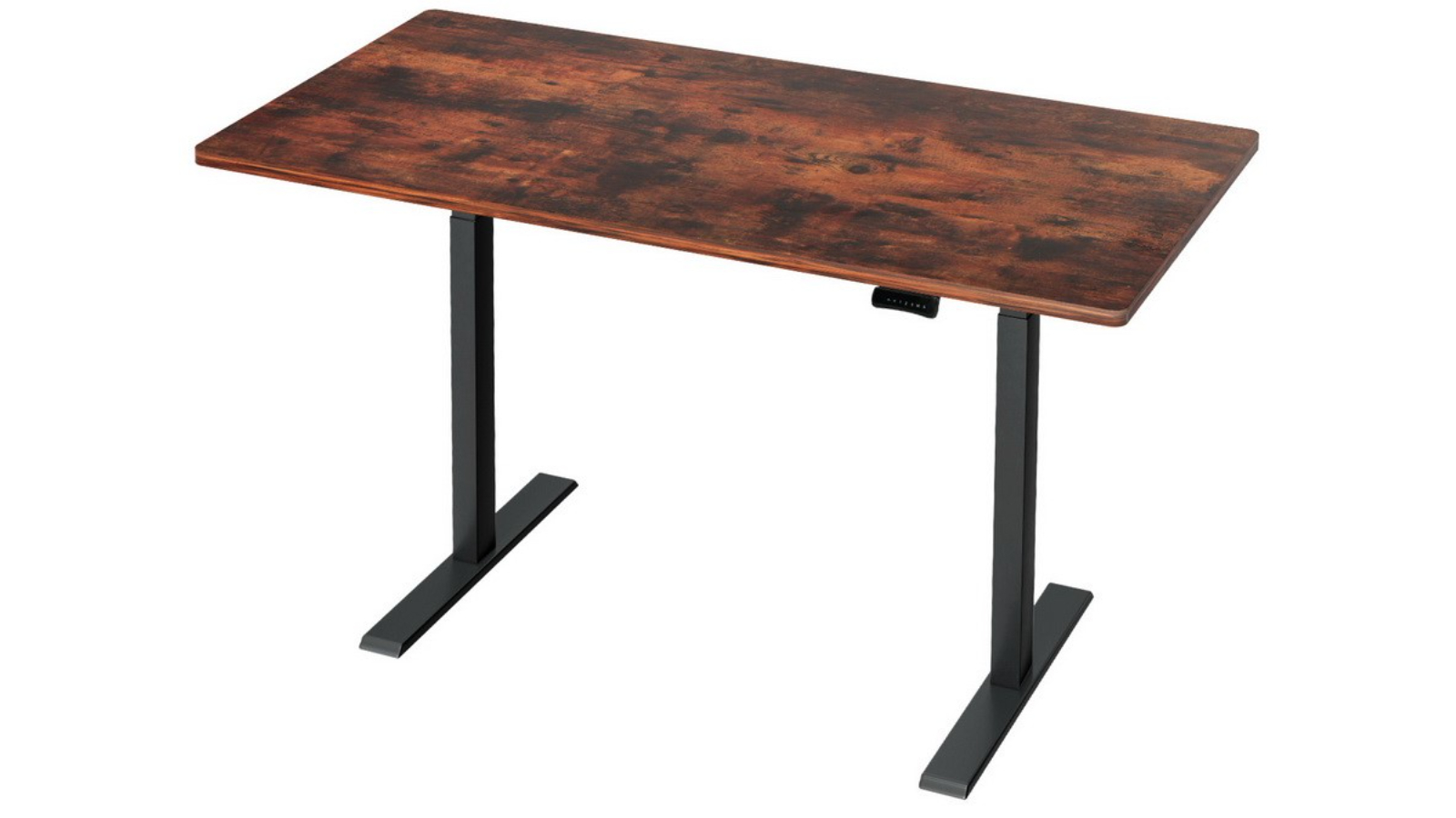 Artiss 140cm Dual Motor Black Frame Electric Tabletop Standing Desk 3 Memory Sections - Rustic Brown