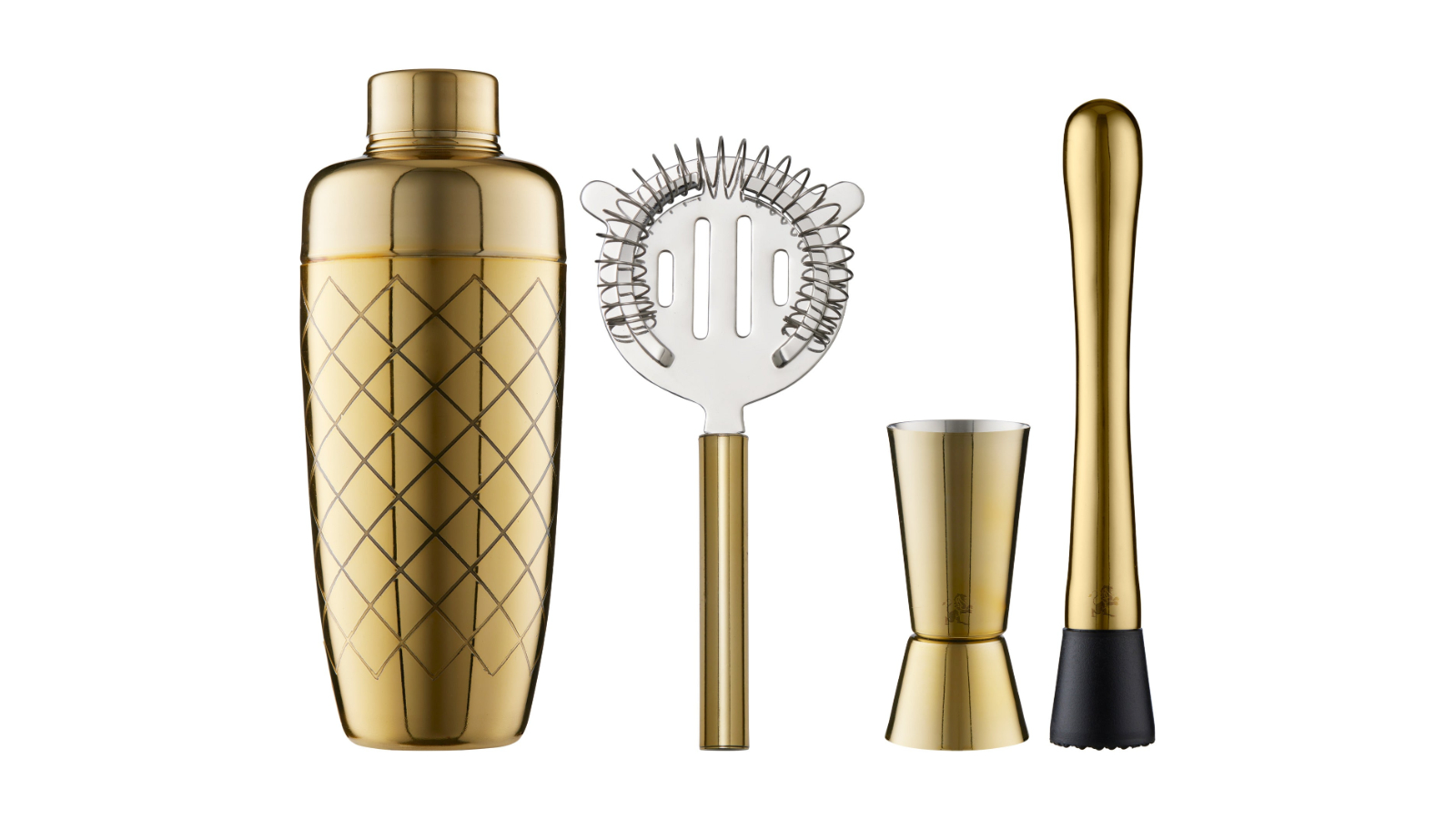Maxwell and Williams 4 Piece Cocktail Co Lafayette Bar Tool Set - Classic Gold