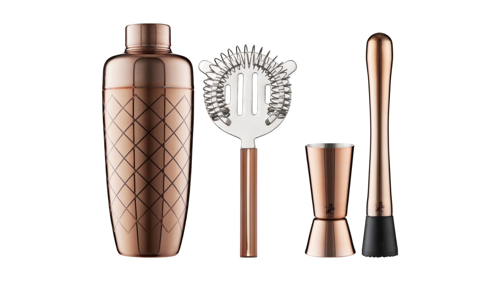 Maxwell and Williams 4 Piece Cocktail Co Lafayette Shaker Bar Tool Set - Rose Gold