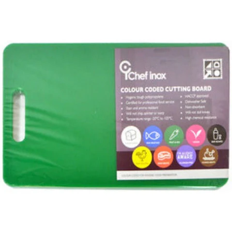 Chef Inox 30 x 45 x 1.3cm Handy Colour Coded Cutting Board With Handle - Green