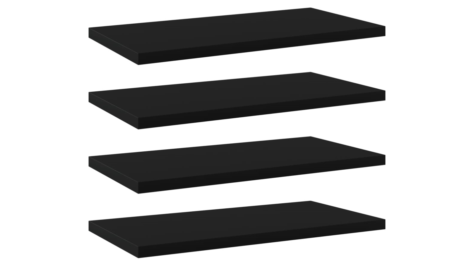 vidaXL 4 Piece Black Engineered Wood Bookshelf Board - 40 x 20 x 1.5cm