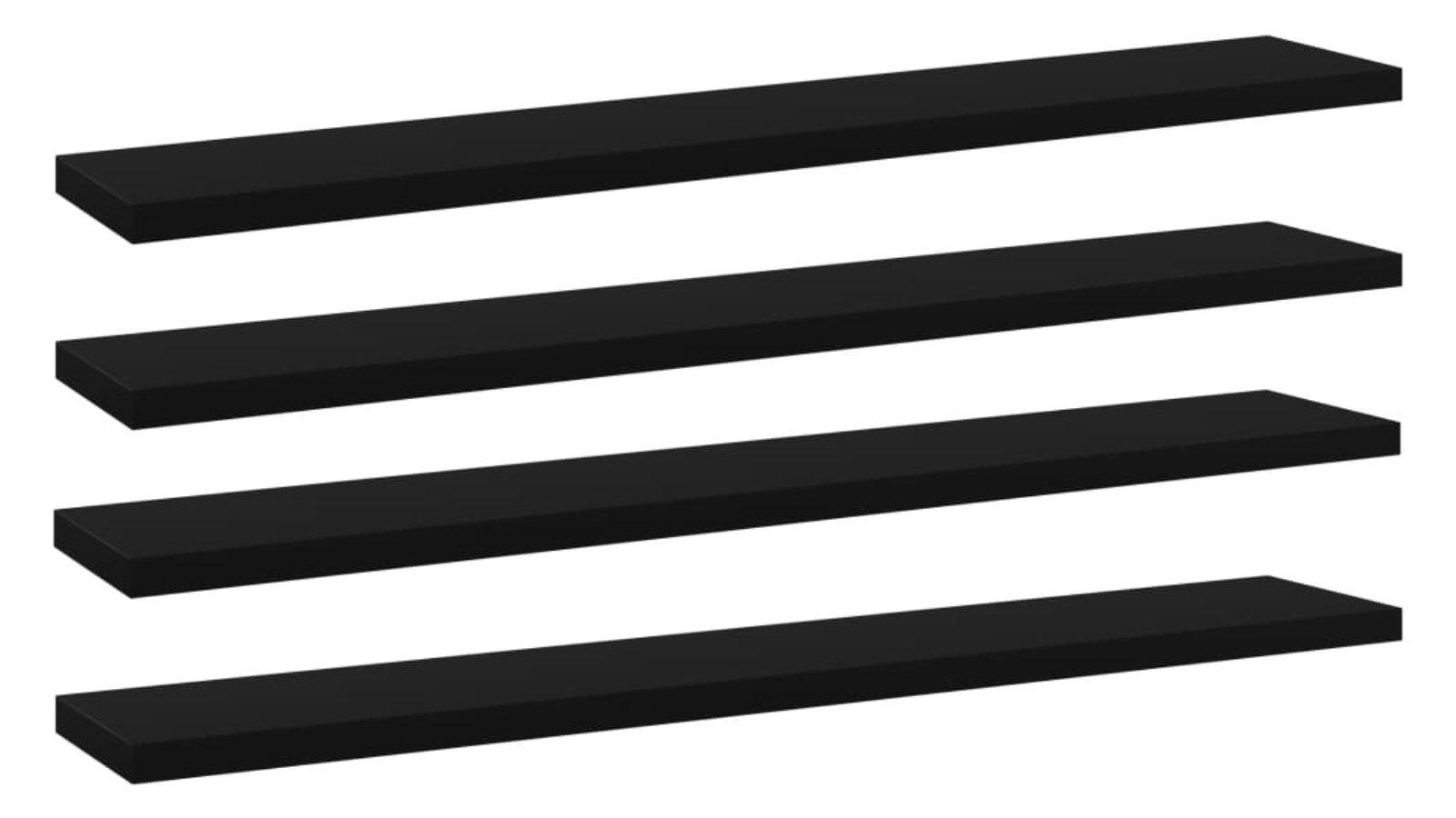 vidaXL 4 Piece Black Engineered Wood Bookshelf Board - 60 x 10 x 1.5cm